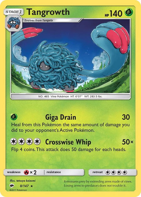 Tangrowth trading card from SM - Burning Shadows Tangrowth - SM - Burning Shadows Pokémon trading card