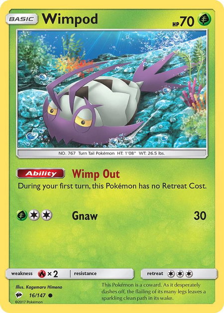 Wimpod trading card from SM - Burning Shadows Wimpod - SM - Burning Shadows Pokémon trading card