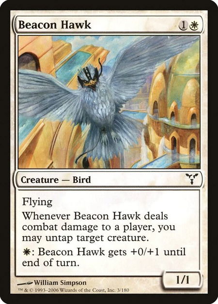 Beacon Hawk trading card from Dissension Beacon Hawk - Dissension Magic: The Gathering trading card