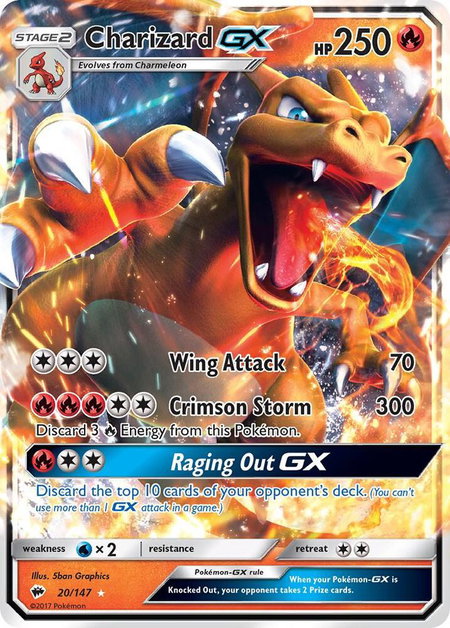 Charizard GX trading card from SM - Burning Shadows Charizard GX - SM - Burning Shadows Pokémon trading card