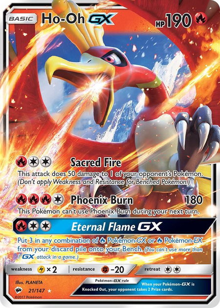 Ho-Oh GX trading card from SM - Burning Shadows Ho-Oh GX - SM - Burning Shadows Pokémon trading card