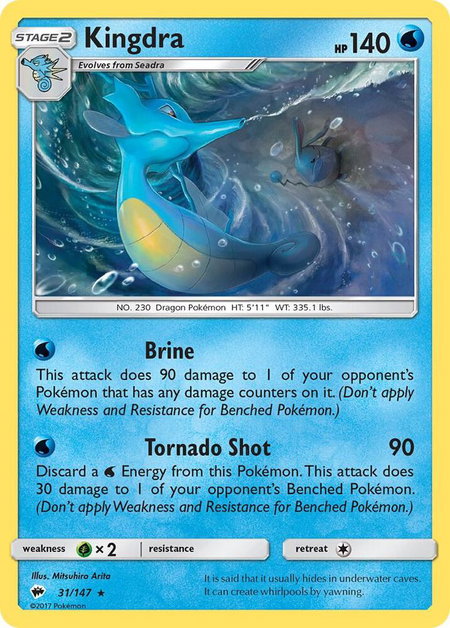 Kingdra trading card from SM - Burning Shadows Kingdra - SM - Burning Shadows Pokémon trading card