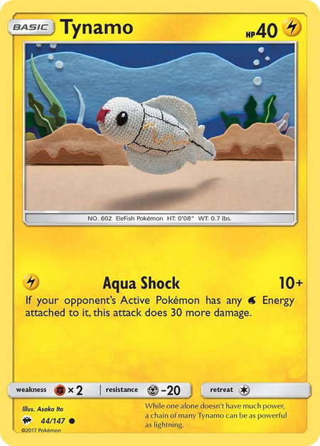 Tynamo trading card from SM - Burning Shadows Tynamo - SM - Burning Shadows Pokémon trading card