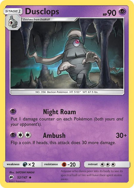 Dusclops trading card from SM - Burning Shadows Dusclops - SM - Burning Shadows Pokémon trading card