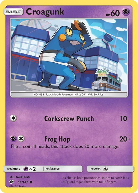 Croagunk - SM - Burning Shadows Pokémon trading card