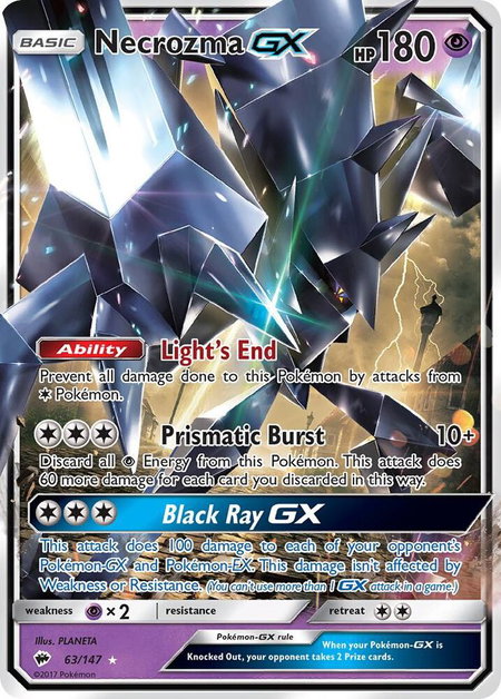 Necrozma GX trading card from SM - Burning Shadows Necrozma GX - SM - Burning Shadows Pokémon trading card