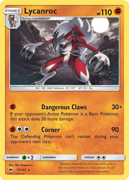 Lycanroc (75) - SM - Burning Shadows Pokémon trading card