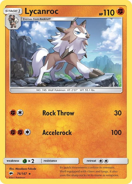 Lycanroc (76) - SM - Burning Shadows Pokémon trading card