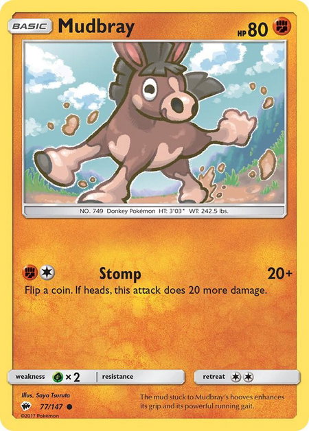 Mudbray - SM - Burning Shadows Pokémon trading card
