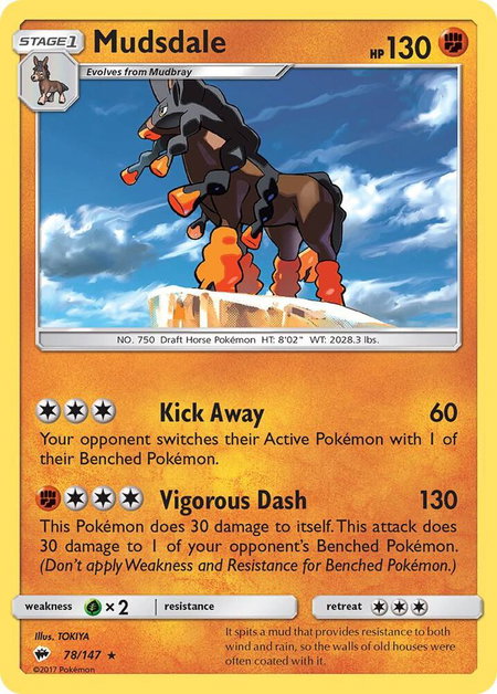 Mudsdale trading card from SM - Burning Shadows Mudsdale - SM - Burning Shadows Pokémon trading card