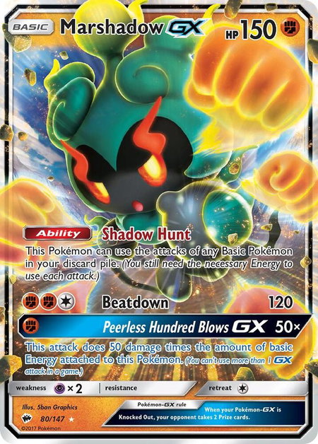 Marshadow GX trading card from SM - Burning Shadows Marshadow GX - SM - Burning Shadows Pokémon trading card