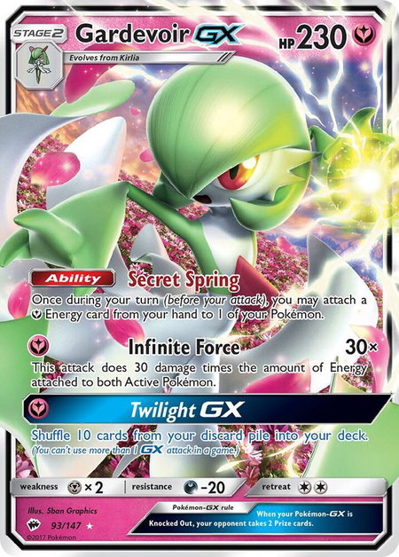 Gardevoir GX trading card from SM - Burning Shadows Gardevoir GX - SM - Burning Shadows Pokémon trading card