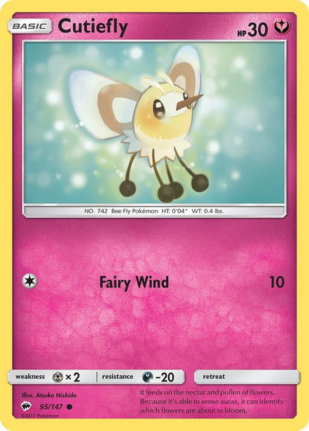 Cutiefly trading card from SM - Burning Shadows Cutiefly - SM - Burning Shadows Pokémon trading card