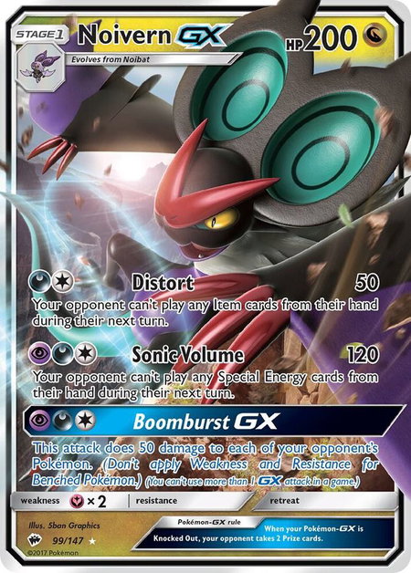 Noivern GX trading card from SM - Burning Shadows Noivern GX - SM - Burning Shadows Pokémon trading card