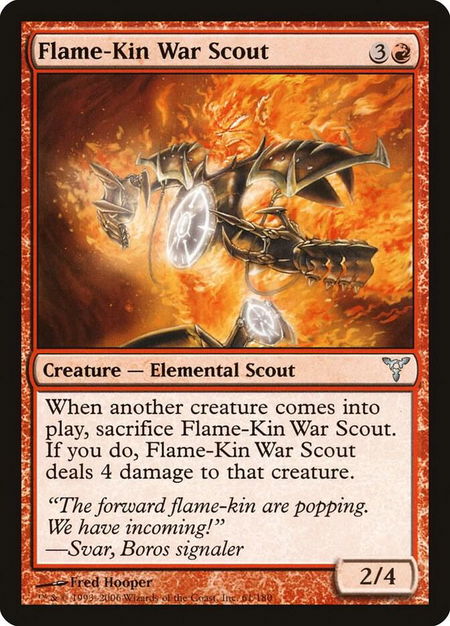 Flame-Kin War Scout trading card from Dissension Flame-Kin War Scout - Dissension Magic: The Gathering trading card