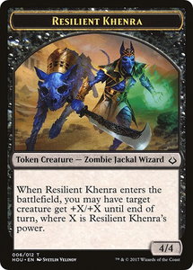 Resilient Khenra // Cat Double-Sided Token - Hour of Devastation (HOU) #6 // 16 - Token Magic: The Gathering Trading Card