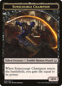 Sunscourge Champion // Cat Double-Sided Token - Hour of Devastation (HOU) #9 // 16 - Token Magic: The Gathering Trading Card