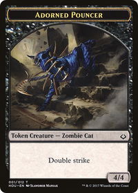 Adorned Pouncer // Warrior Double-Sided Token - Hour of Devastation (HOU) #1 // 17 - Token Magic: The Gathering Trading Card