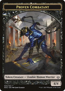 Proven Combatant // Zombie Double-Sided Token - Hour of Devastation (HOU) #5 // 20 - Token Magic: The Gathering Trading Card