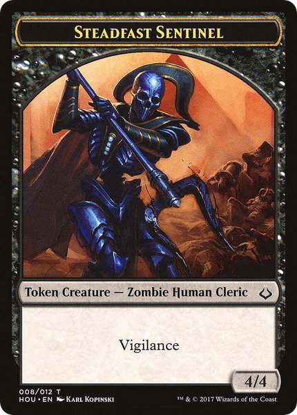 Steadfast Sentinel // Zombie Double-Sided Token trading card from Hour of Devastation Steadfast Sentinel // Zombie Double-Sided Token - Hour of Devastation Magic: The Gathering trading card
