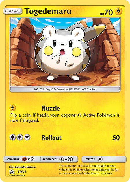Togedemaru - SM44 trading card from SM Promos Togedemaru - SM44 - SM Promos Pokémon trading card