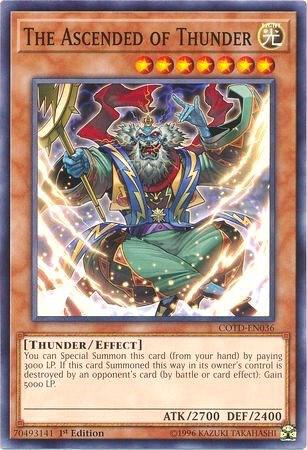 The Ascended of Thunder - Code of the Duelist YuGiOh trading card