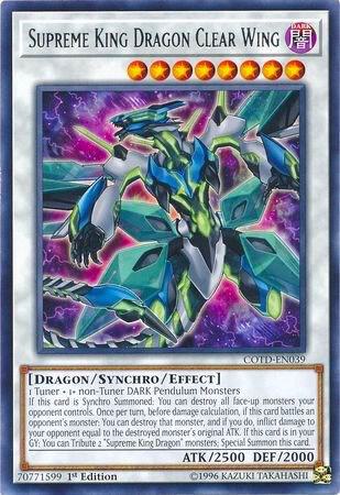 Supreme King Dragon Clear Wing trading card from Code of the Duelist Supreme King Dragon Clear Wing - Code of the Duelist YuGiOh trading card