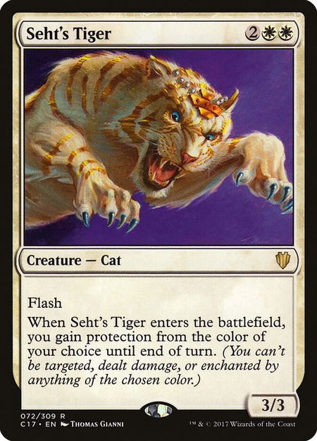 Seht's Tiger trading card from Commander 2017 Seht's Tiger - Commander 2017 Magic: The Gathering trading card