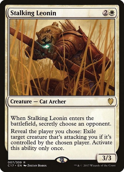 Stalking Leonin trading card from Commander 2017 Stalking Leonin - Commander 2017 Magic: The Gathering trading card
