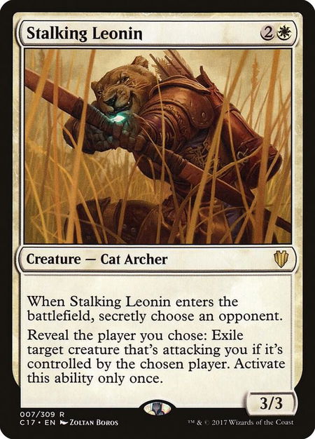 Stalking Leonin trading card from Commander 2017 Stalking Leonin - Commander 2017 Magic: The Gathering trading card