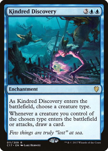 Kindred Discovery trading card from Commander 2017 Kindred Discovery - Commander 2017 Magic: The Gathering trading card