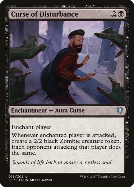 Curse of Disturbance trading card from Commander 2017 Curse of Disturbance - Commander 2017 Magic: The Gathering trading card