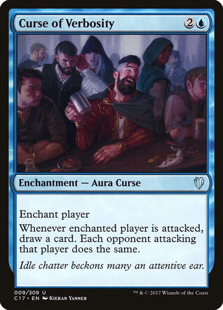 Curse of Verbosity trading card from Commander 2017 Curse of Verbosity - Commander 2017 Magic: The Gathering trading card