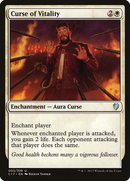 Curse of Vitality trading card from Commander 2017 Curse of Vitality - Commander 2017 Magic: The Gathering trading card
