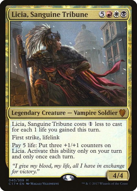Licia, Sanguine Tribune trading card from Commander 2017 Licia, Sanguine Tribune - Commander 2017 Magic: The Gathering trading card
