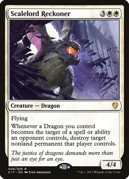 Scalelord Reckoner trading card from Commander 2017 Scalelord Reckoner - Commander 2017 Magic: The Gathering trading card