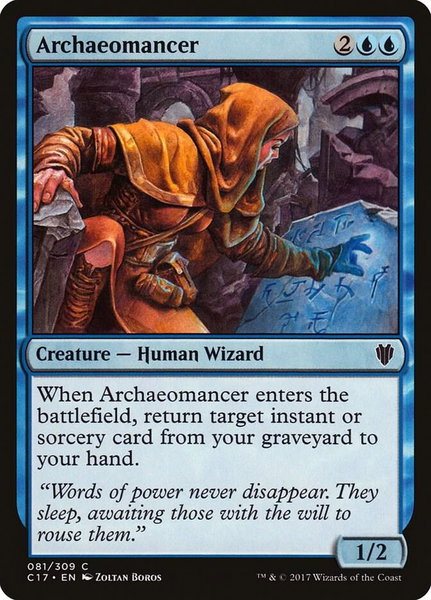 Archaeomancer trading card from Commander 2017 Archaeomancer - Commander 2017 Magic: The Gathering trading card