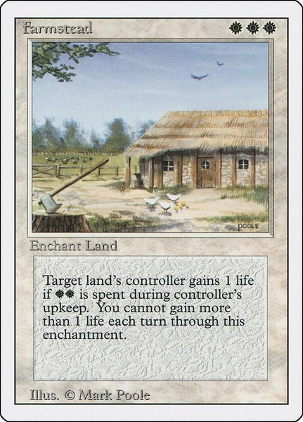 Farmstead trading card from Revised Edition Farmstead - Revised Edition Magic: The Gathering trading card