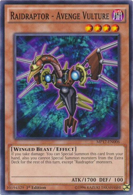 Raidraptor - Avenge Vulture - 2017 Mega-Tins Mega Pack YuGiOh trading card