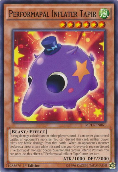 Performapal Inflater Tapir trading card from 2017 Mega-Tins Mega Pack Performapal Inflater Tapir - 2017 Mega-Tins Mega Pack YuGiOh trading card