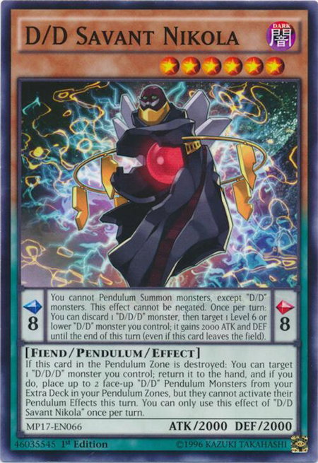 D/D Savant Nikola - 2017 Mega-Tins Mega Pack YuGiOh trading card