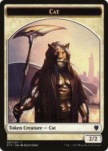 Cat // Cat Warrior Double-Sided Token - Commander 2017 (C17) #1 // 8 - Token Magic: The Gathering Trading Card