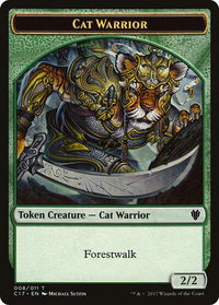 Cat Warrior // Rat Double-Sided Token - Commander 2017 (C17) #8 // 3 - Token Magic: The Gathering Trading Card