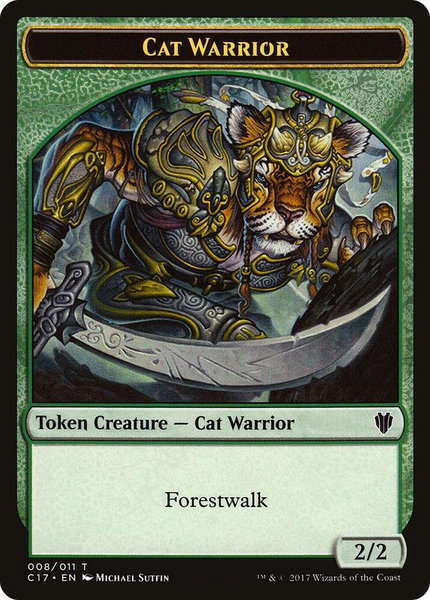 Cat Warrior // Rat Double-Sided Token trading card from Commander 2017 Cat Warrior // Rat Double-Sided Token - Commander 2017 Magic: The Gathering trading card