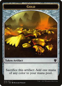 Gold // Cat Dragon Double-Sided Token - Commander 2017 (C17) #10 // 9 - Token Magic: The Gathering Trading Card