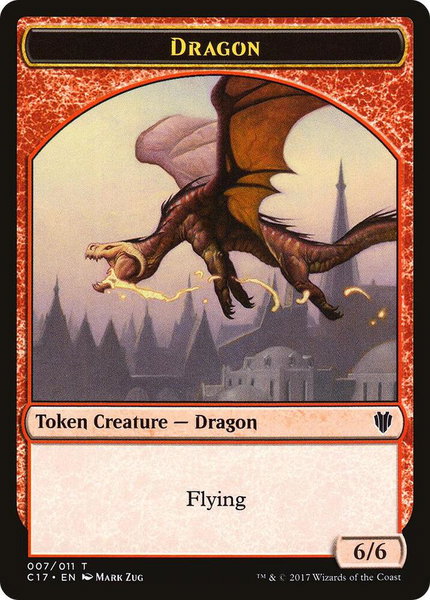 Dragon (007) // Gold Double-Sided Token trading card from Commander 2017 Dragon (007) // Gold Double-Sided Token - Commander 2017 Magic: The Gathering trading card