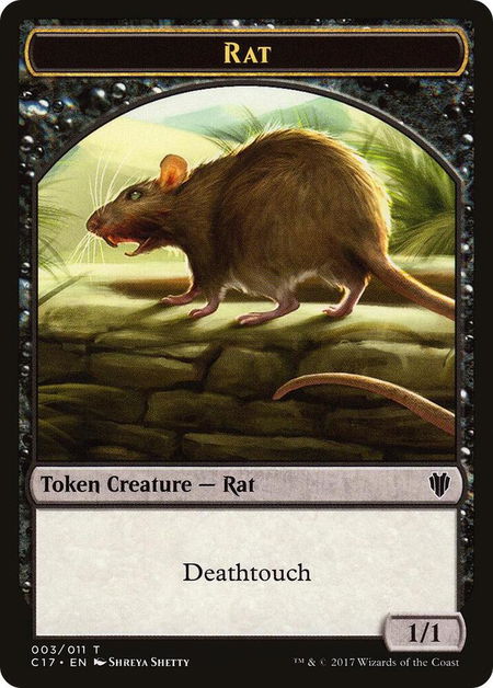 Rat // Cat Double-sided Token trading card from Commander 2017 Rat // Cat Double-sided Token - Commander 2017 Magic: The Gathering trading card