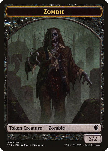 Zombie // Gold Double-Sided Token trading card from Commander 2017 Zombie // Gold Double-Sided Token - Commander 2017 Magic: The Gathering trading card