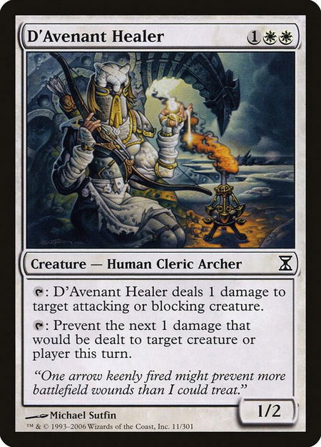 D'Avenant Healer trading card from Time Spiral D'Avenant Healer - Time Spiral Magic: The Gathering trading card