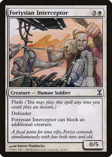Foriysian Interceptor trading card from Time Spiral Foriysian Interceptor - Time Spiral Magic: The Gathering trading card
